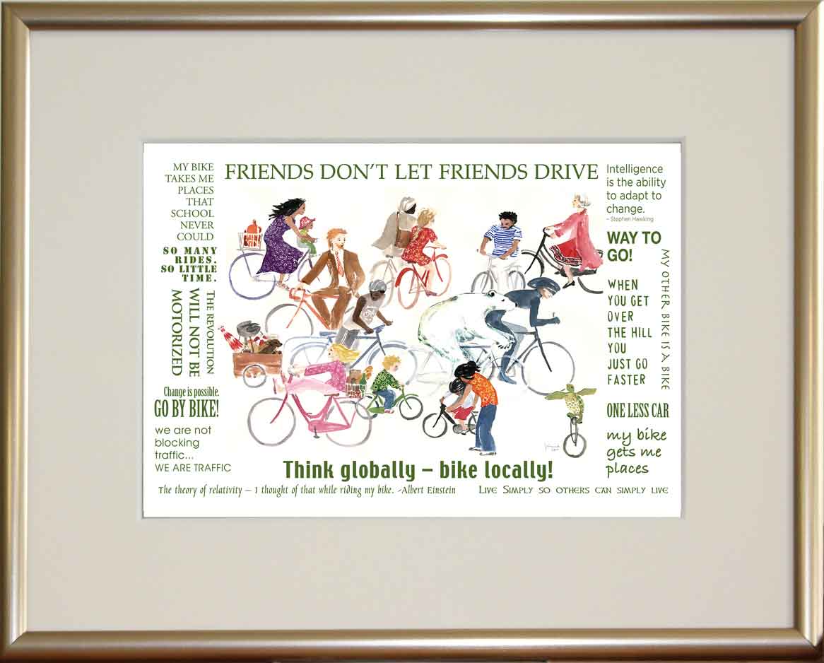Framed Small Print - Think Globally – Bike Locally!