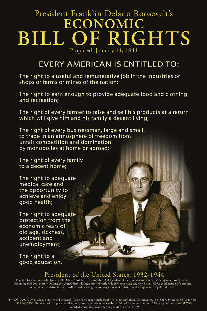 Poster - Franklin Delano Roosevelt's Economic Bill Of Rights