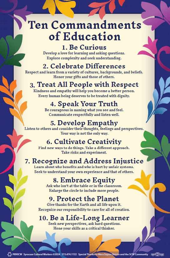 Ten Commandments of Education Poster (High School)