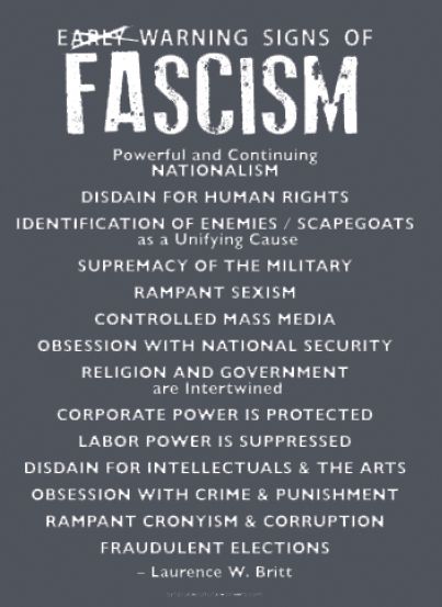 T-Shirt - Stop Fascism - Early Warning Signs of Fascism