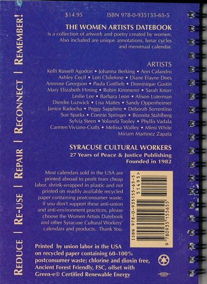 2009 Women Artists Datebook - Dates align with 2026