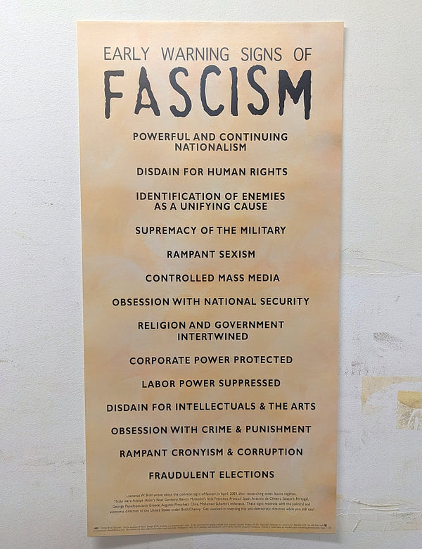 Poster Early Warning Signs of Fascism Syracuse Cultural Workers