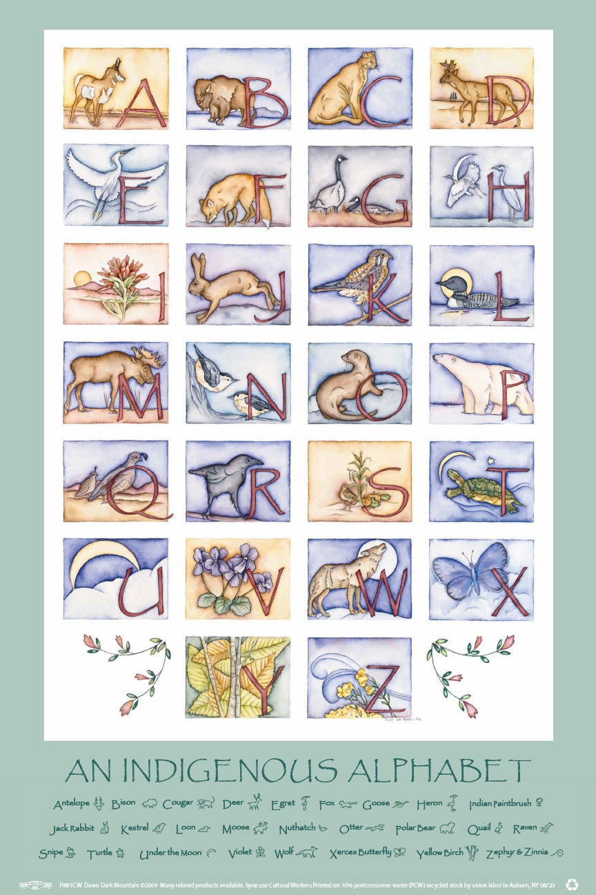 Poster - An Indigenous Alphabet – Syracuse Cultural Workers
