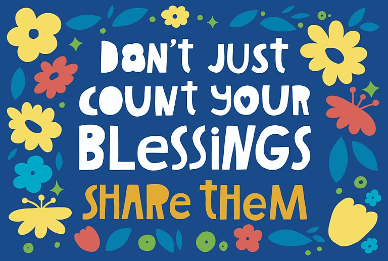 Motivational quote with colorful flowers on a blue background