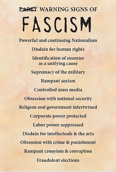 Postcard - Early Warning Signs of Fascism