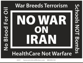 Yard Sign - No War on Iran