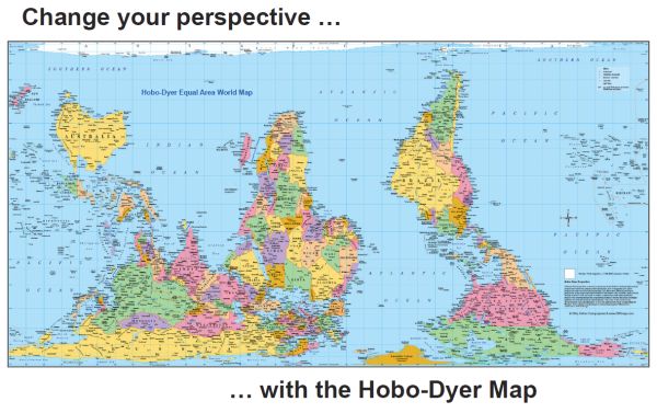 Postcard - Upside Down World Map