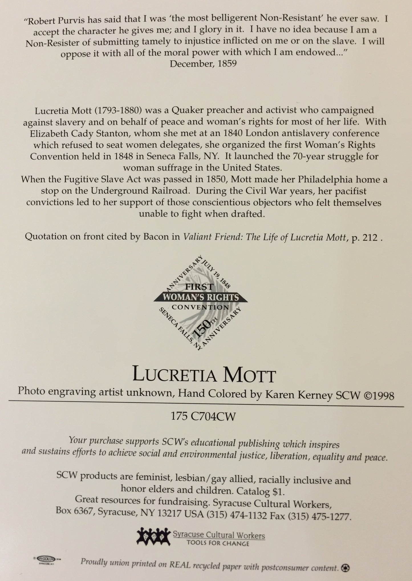 Notecard - Lucretia Mott