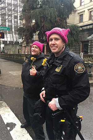 Postcard - Police with Pussy Hats